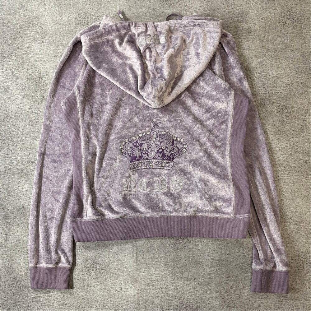 Y2k BCBG Purple Velour Zip Up Hoodie